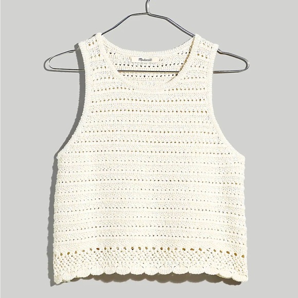 Madewell Tops - Madewell Kellen Crocheted Sweater Tank Color Vanilla Size XS NWT